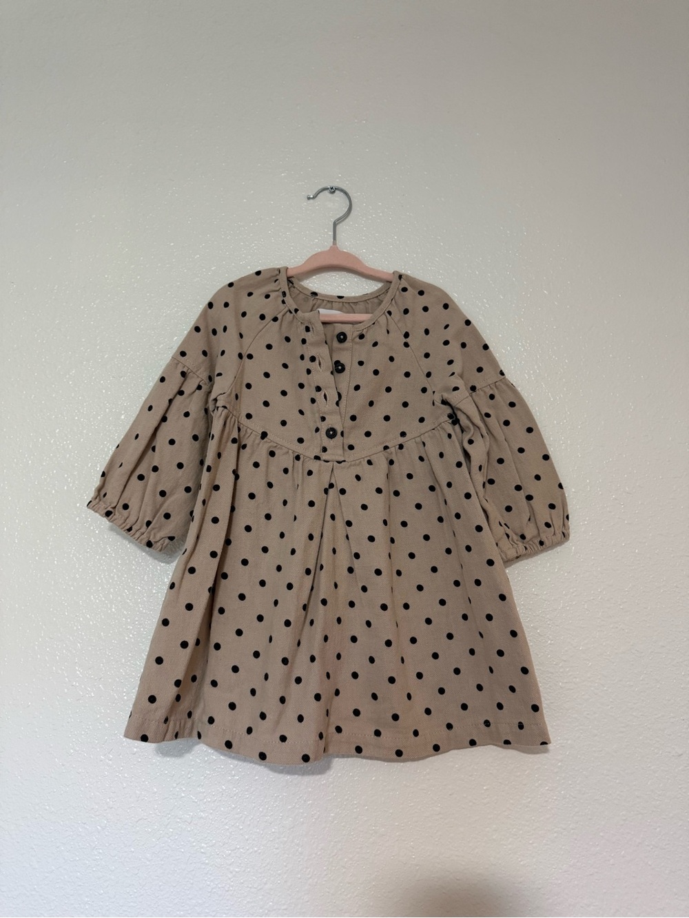 Zara Beige Dress with Black Polka Dots